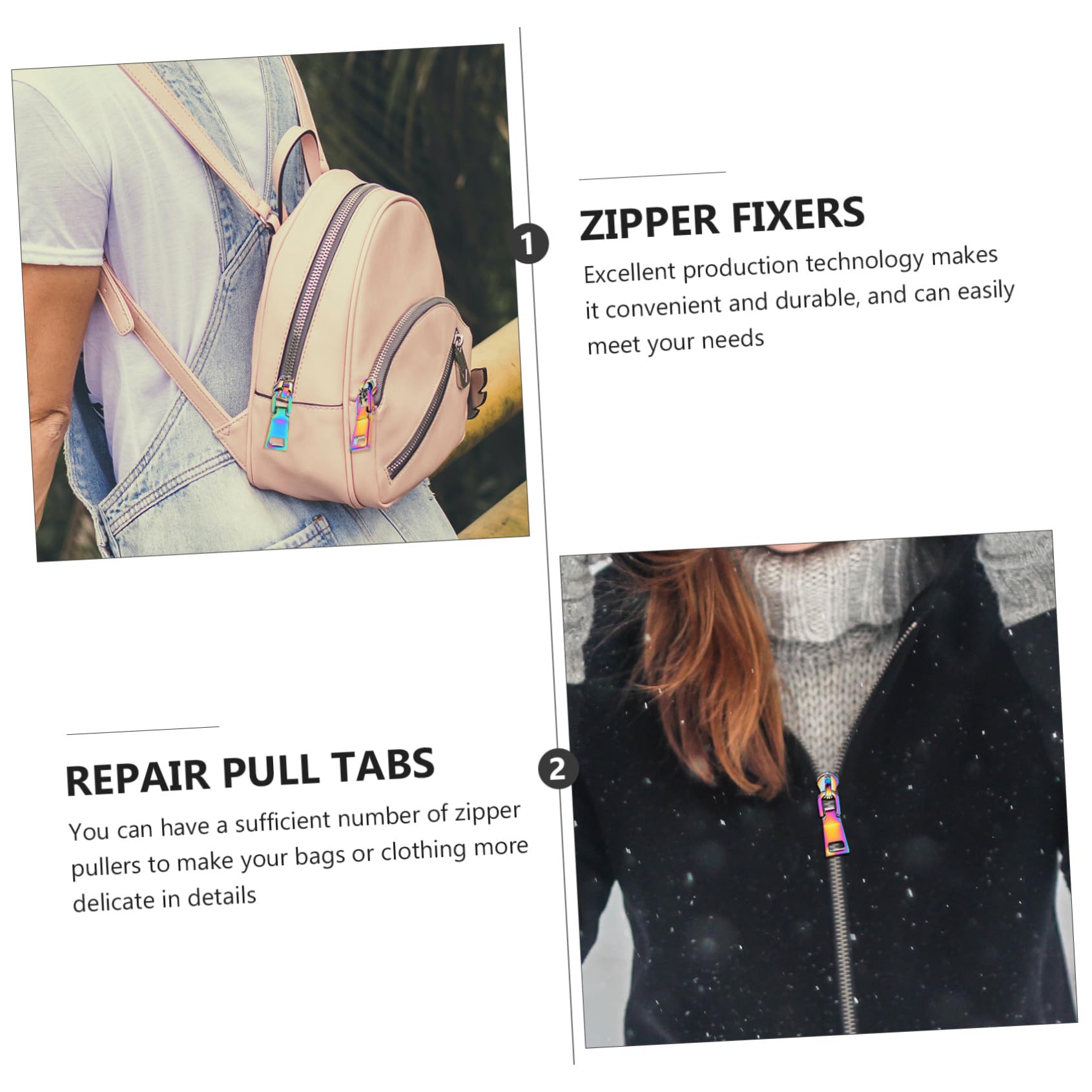 ULDIGI 30piezas Tiradores De Cremallera Metálicos Coloridos Para Ropa y Mochilas Reemplazo De Cabezas De Cremallera Extraíbles Solución Práctica Para Zippers Dañados