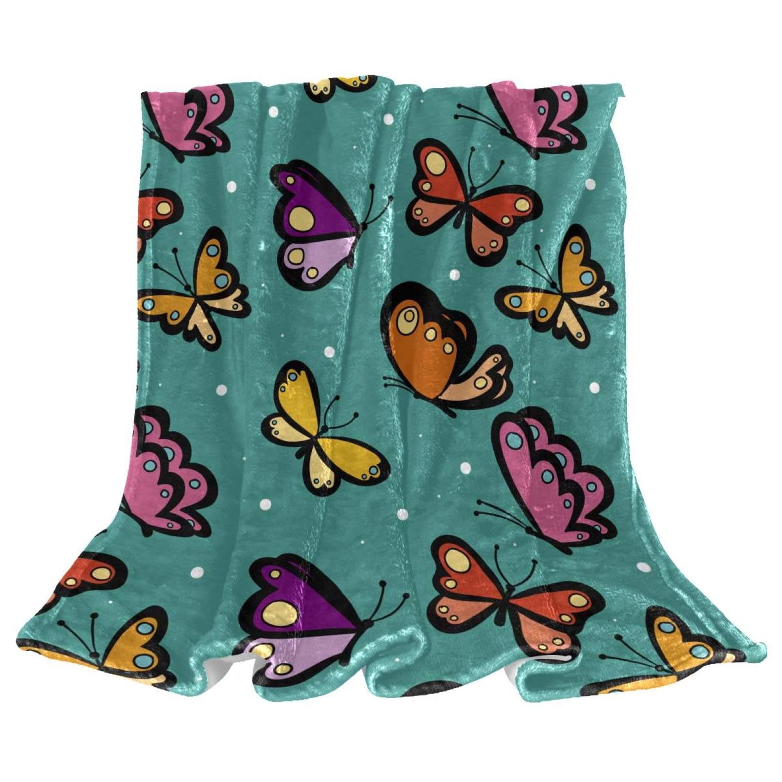 Couverture polaire papillon coloré jeté de lit chaud plaid divan microfibre douce 150x130