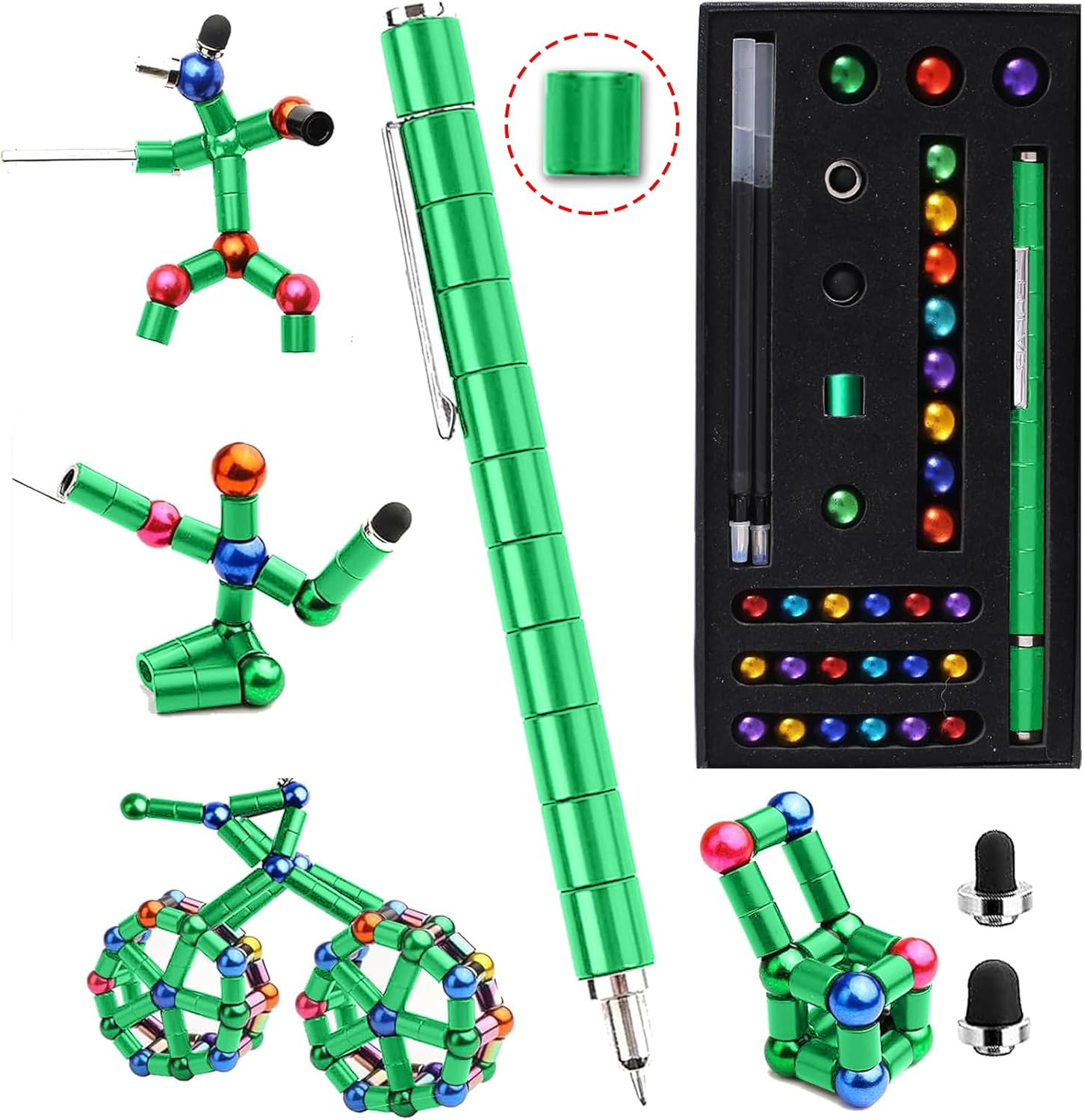 Fidget Pen,Magnetic Pen,Decompression Magnetic Toy Pen, Teen Girl Gifts, Gifts for Teenage Boys,Novelty Toy Gift for Kids or Friends (Green, Big)