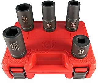 Chicago Pneumatic SS8205WS - 1 Inch Square Drive, Wheel Service SAE & Metric, 6 Point, Impact Socket Set (5 PCS)