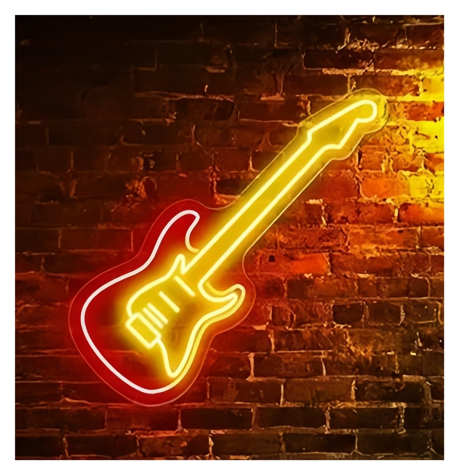 SHOUXI Sign Lamp Electric Guitar Neon Sign Beer Bar Music Room Decoration Music 50X16cm(A)