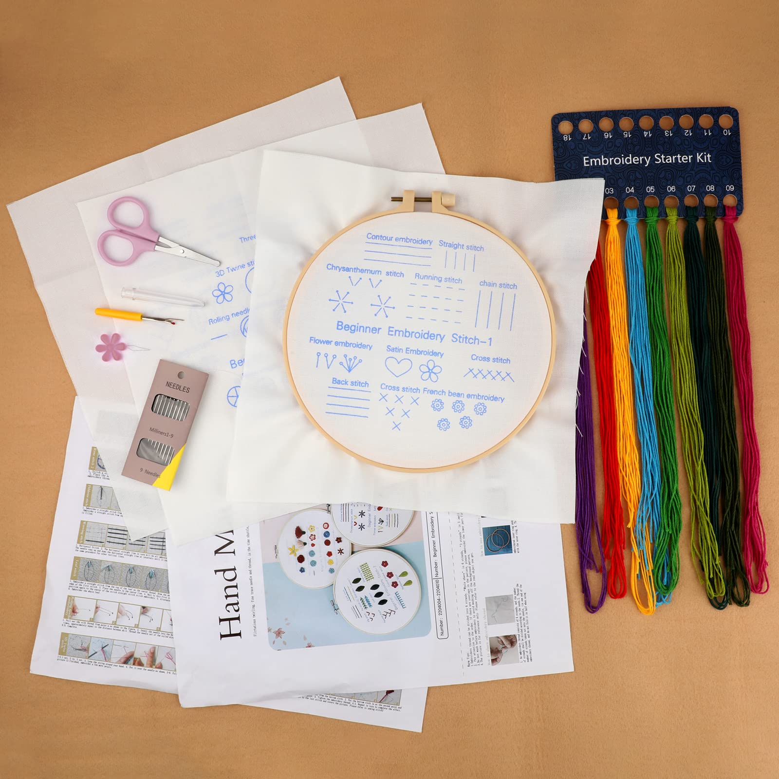 Kit per principianti Punch Needle: impara i punti da ricamo con tessuto e ago - Italia