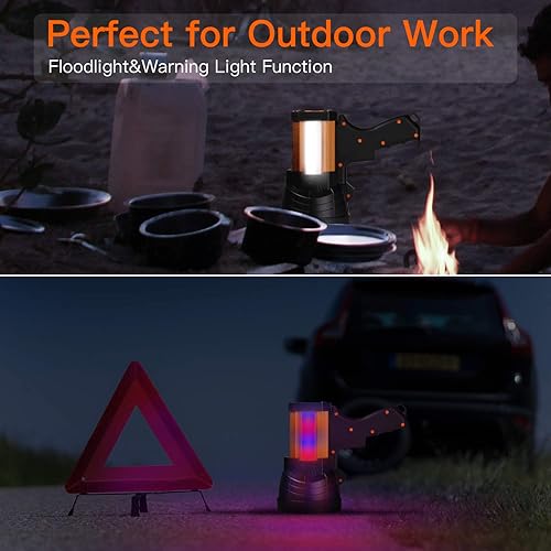 Miniatura 2 de BUYSIGHT Foco recargable, linterna de mano de 1000 lúmenes altos, linterna grande ligera y súper brillante reflector (aleación de aluminio dorado)