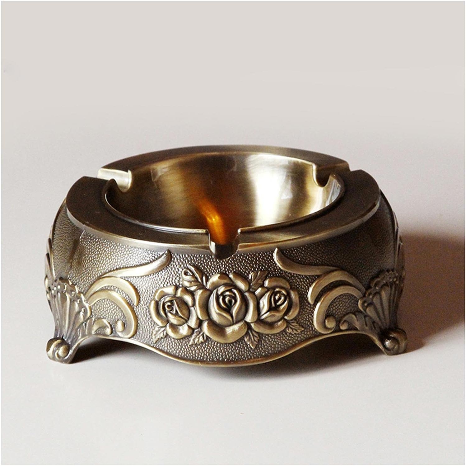 Ash Tray Retro Ashtray Metal Alloy Ash Tray Home Living Room Office Practical Ornaments Creative Gifts Outdoor Ashtray (Color : B)