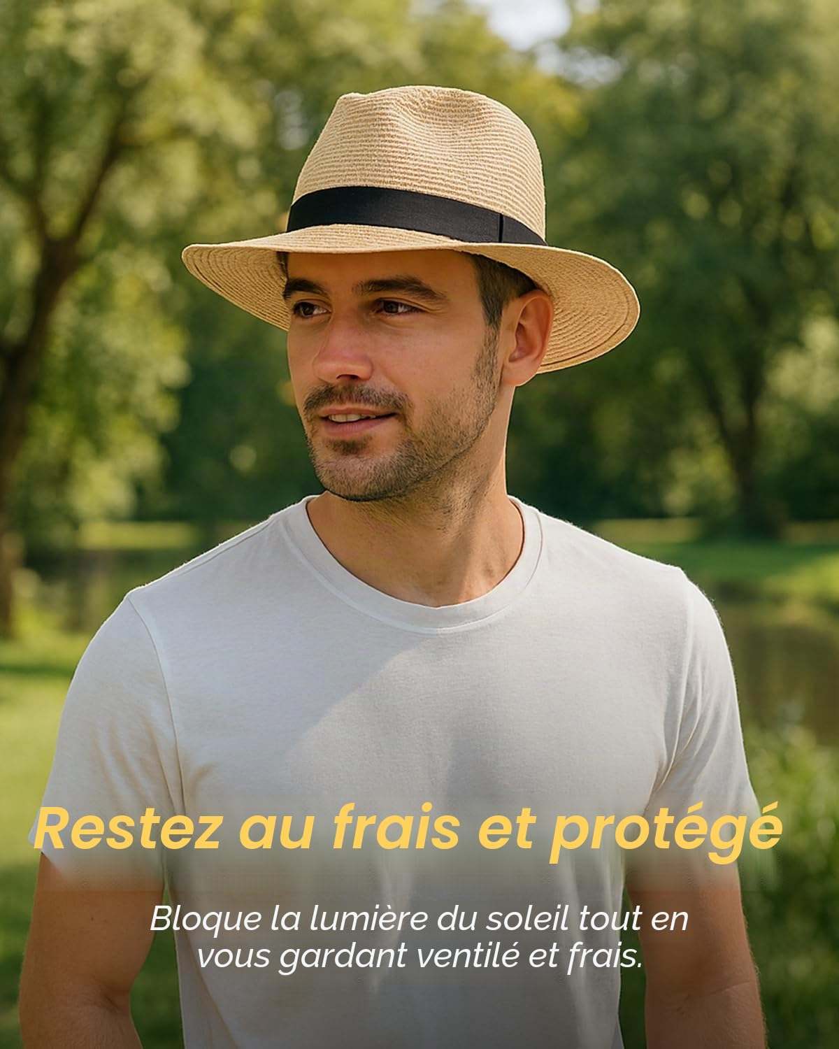 Zylioo S/M/L/XL/XXL Grand Chapeau Paille Panama Été Femme Homme Chapeau de Soleil Large Bord Beach Chapeaus