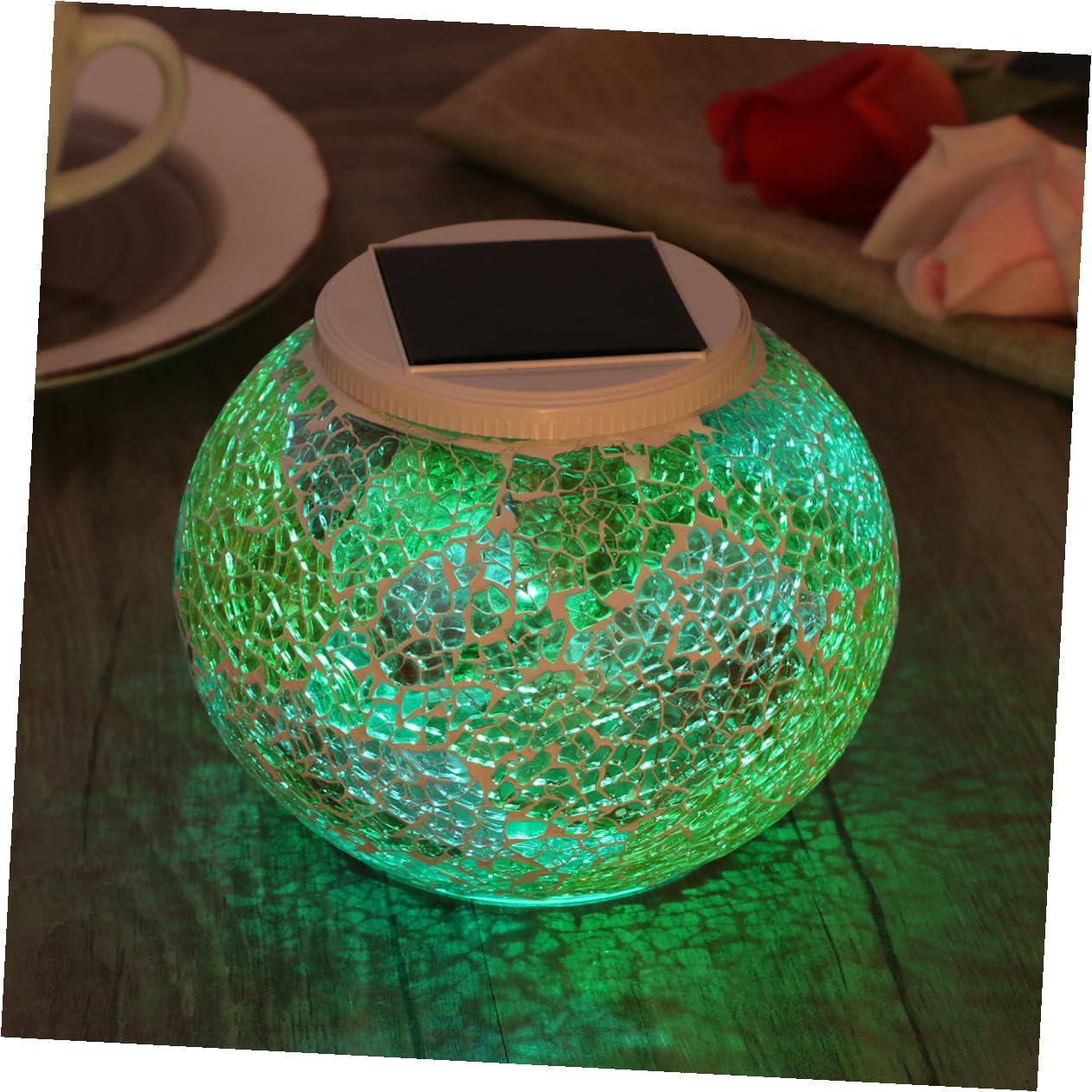 KICHOUSE Luce Solare da Esterno in Vetro, Sfera LED per Giardino | 2 Modalità Luce Singola e Cambio Colore, e Risparmio Energetico, per Patio e Natale