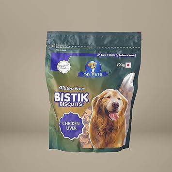 Dr.Pets Bistik Gluten Free Dog Biscuits with All Natural Ingridients (Real Chicken Liver)