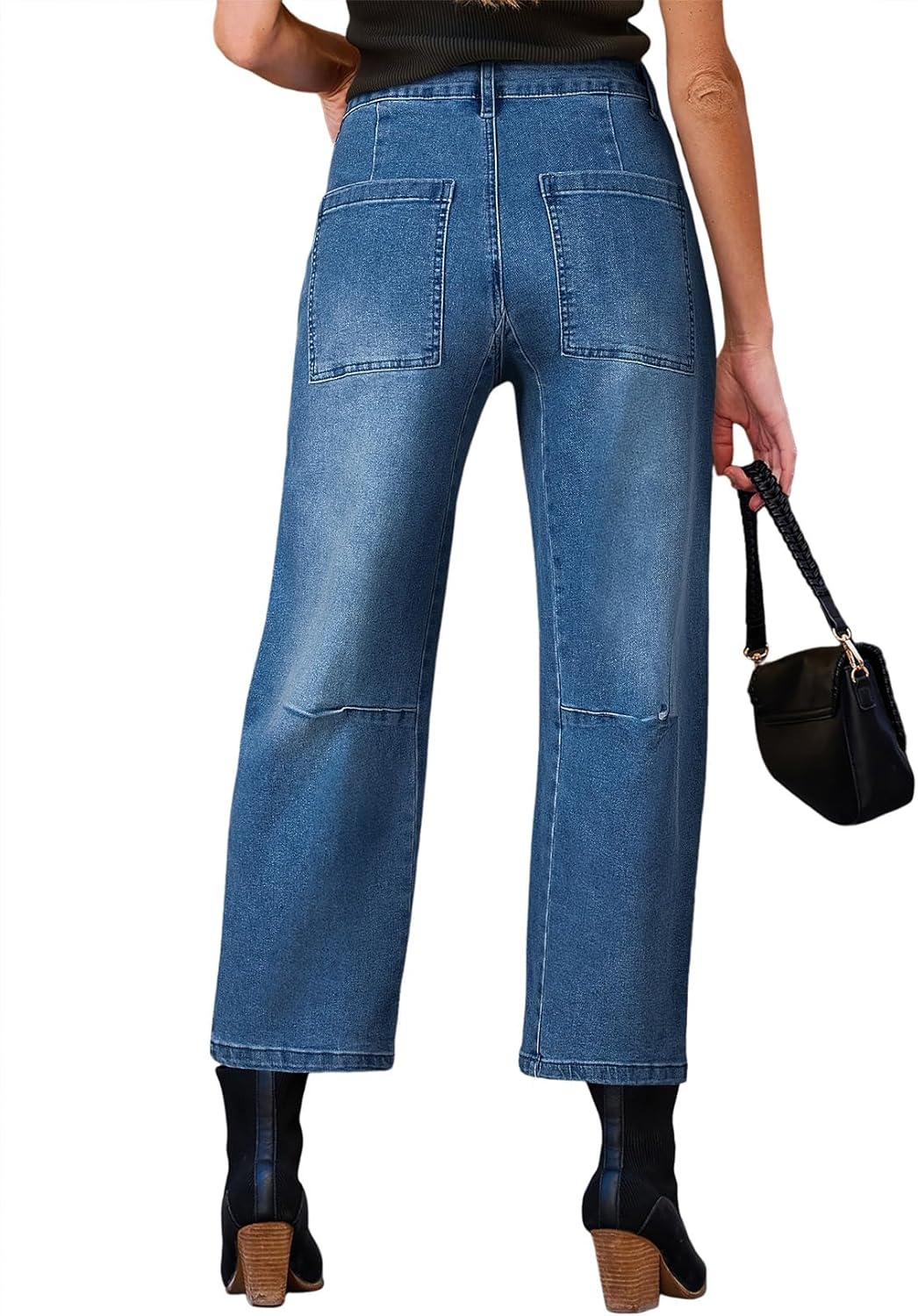 EVALESS Womens Baggy Barrel Jeans High Waisted Wide Leg Boyfriend Denim Ankle Pants - Image 6