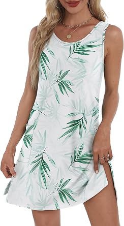 BKRIVE Coverup Summer Dresses for Women 2026 Eyelet Casual Loose Sleeveless Sundresses Tank Dresses with Pockets