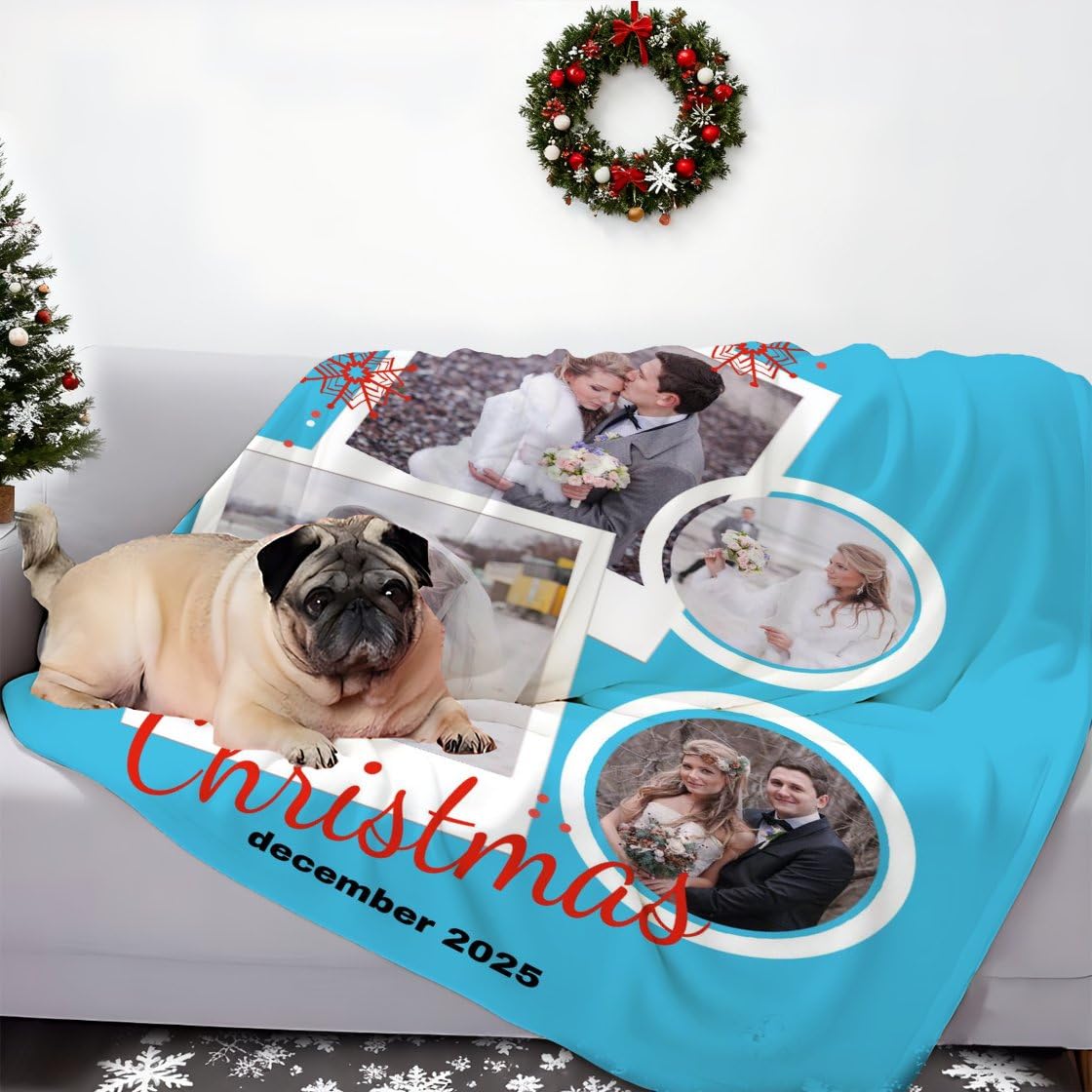 Manta personalizada con 5 fotos para cama o sofá, regalo personalizado para mujeres y hombres, regalos personalizados para amigos, familia, pareja, boda