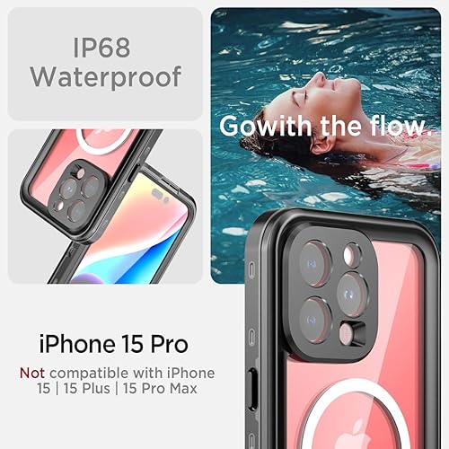 Miniatura 2 de Miimall Funda impermeable compatible con iPhone 15 Pro, iPhone 15 Pro, protector de pantalla integrado, a prueba de caídas, a prueba de polvo, a