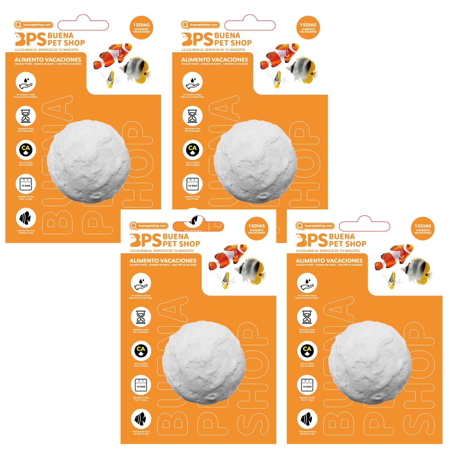 BPS 4 Piezas Alimento de Peces para Fin de Semana para 15 Días para Todos Tipos de Peces de Acuario Bloque de Comida BPS-4125 * 4