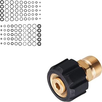 PWACCS High Pressure Washer O Ring Kit, Pressure Washer Adapter, M22 15mm Female to M22 14mm Male Fitting