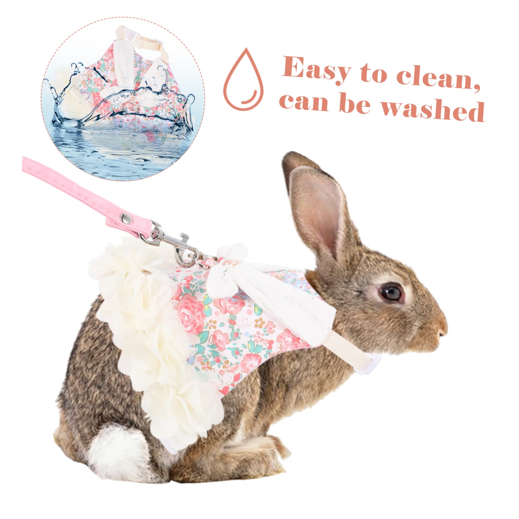 POPETPOP Ensemble Vêtement Décoratif pour Lapin Laisse en Coton Rose, Doux Odeur, pour Promenades Extérieures et Fêtes