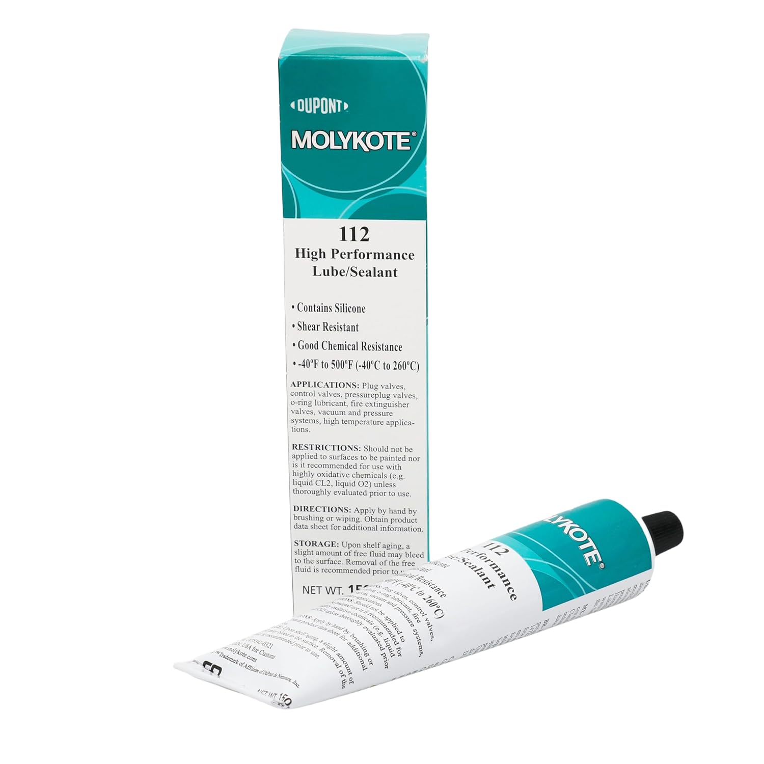 Molykote 112 150g 5.3oz High Performance Lube/Sealant Lubricant Grease for Valve Lubrication & Sealing High Consistency Nonmelting Silicone Shear Resistant Translucent White Dow Corning