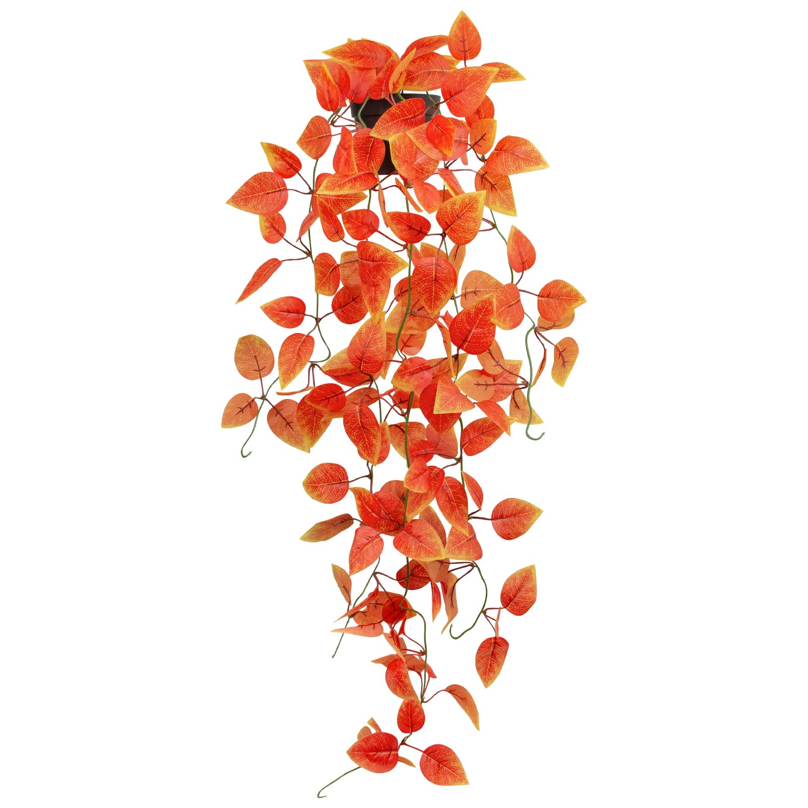 LUZOGA Fake Fall Plants Hanging Faux Orange Vines Artificial Potted Pothos Plant- Fall Decorations Autumn Decor for Thanksgiving Bathroom Wall Kitchen