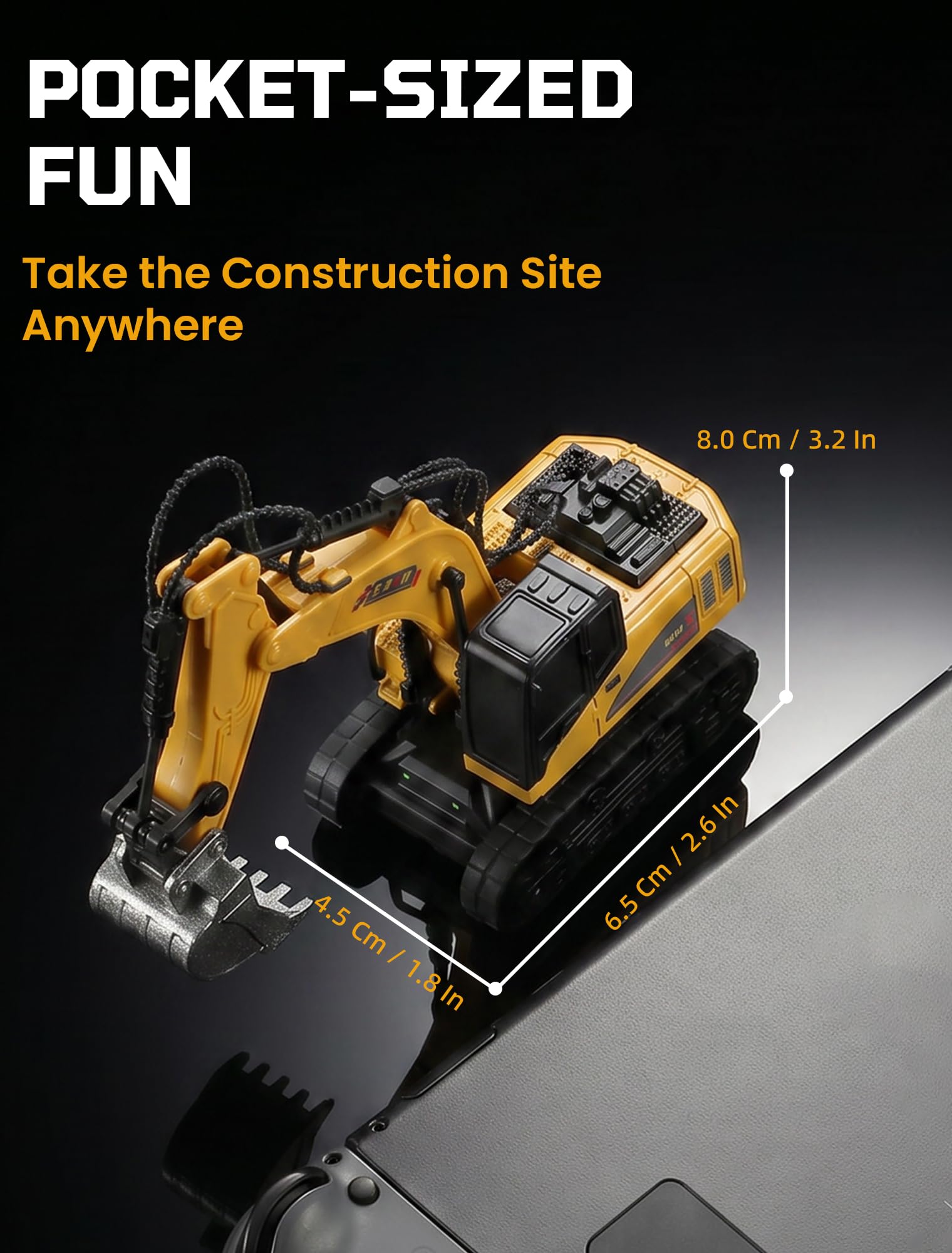 10-Kanal Mini RC Bagger, Ferngesteuerter Bagger für Erwachsene, Metallschaufel aus Legierung, Type-C wiederaufladbar, Baustellenfahrzeug-Spielzeug für Jungen ab 3 Jahren