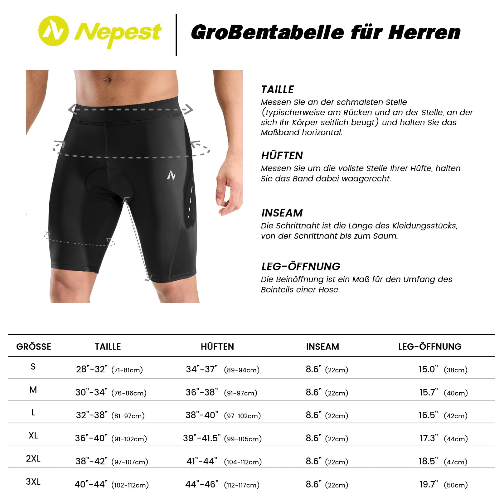 Short de Cyclisme pour Homme Rembourré 4D Respirant avec Poche Extensible