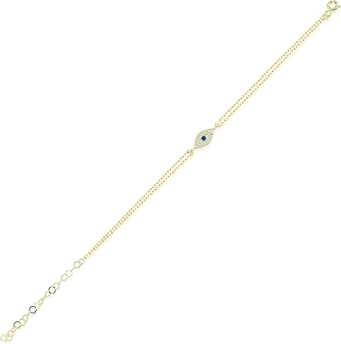 Miniatura 2 de LYKIA Gargantilla de plata de ley 925 chapada en oro de 18 quilates con circonita Cadena colgante de protección para mujer, viene con una hermosa