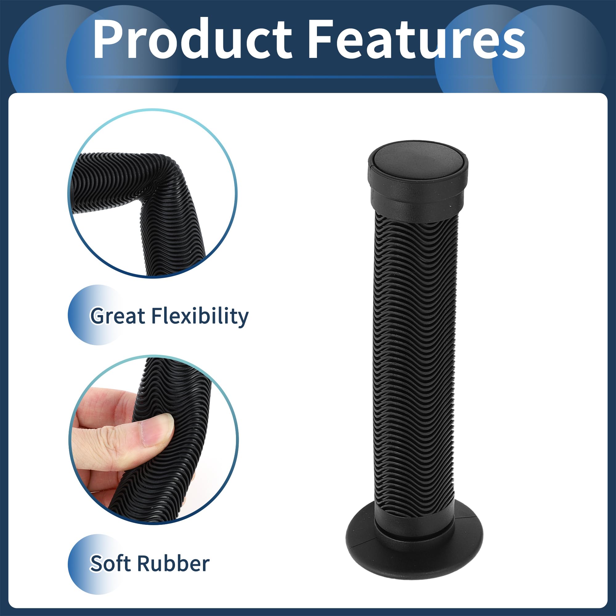 INFINAUTO Bike Handlebar Grips Covers, 150mm Bicycle End Grips Protector Rubber Black, Non-Slip 1 Pair - Image 4