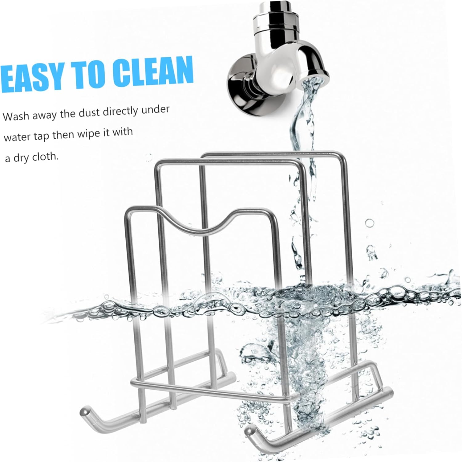 Chopping Board and Pot Lid Holder Rack Kitchen Storage Organizer Double Design for Cutting Boards and Pot -skid Base Space-saving for Tidy Countertops