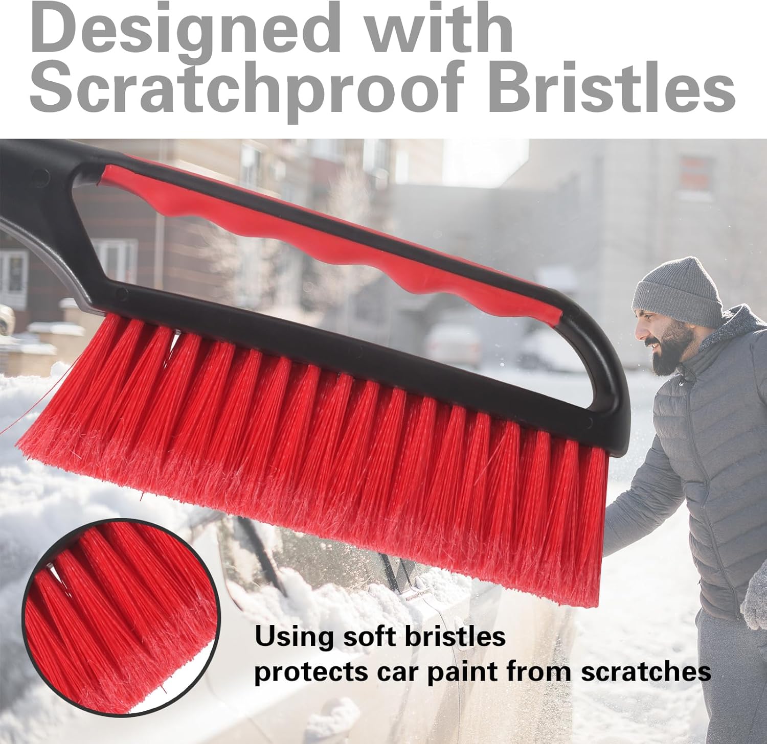 Snow Brush and Ice Scraper for Car Windshield,26.4" Window Scraper Deicer for Car SUV and Truck,Ice Scrapers and Brushes 2 in 1,Winter Car Automotive Exterior Accessories(2Pack Red)