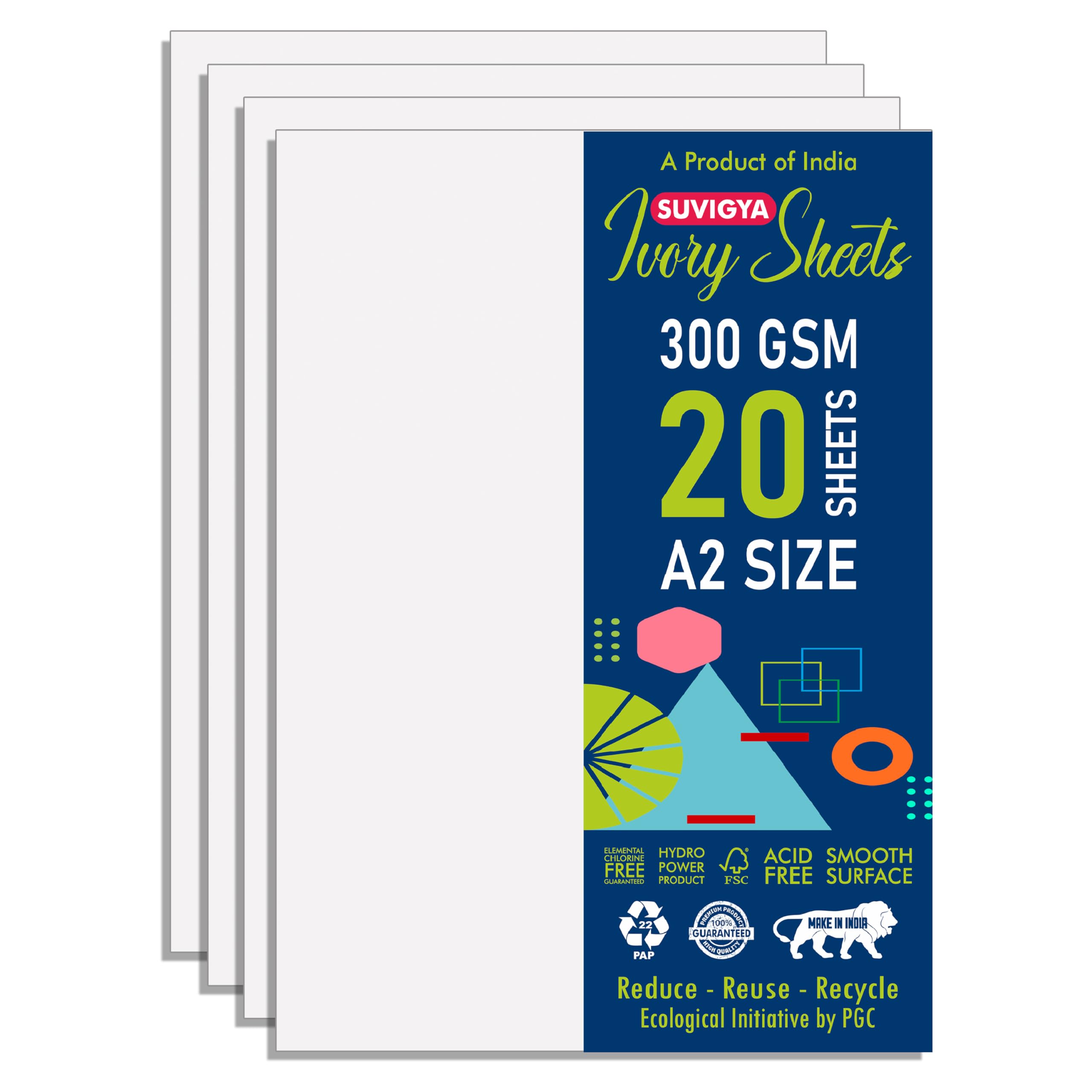 Suvigya Ivory Sheets A2 for Drawing, 16.5x23.4 Inch, A2 Size, Smooth Finish, 300 GSM, White, 20 Sheets-image-9
