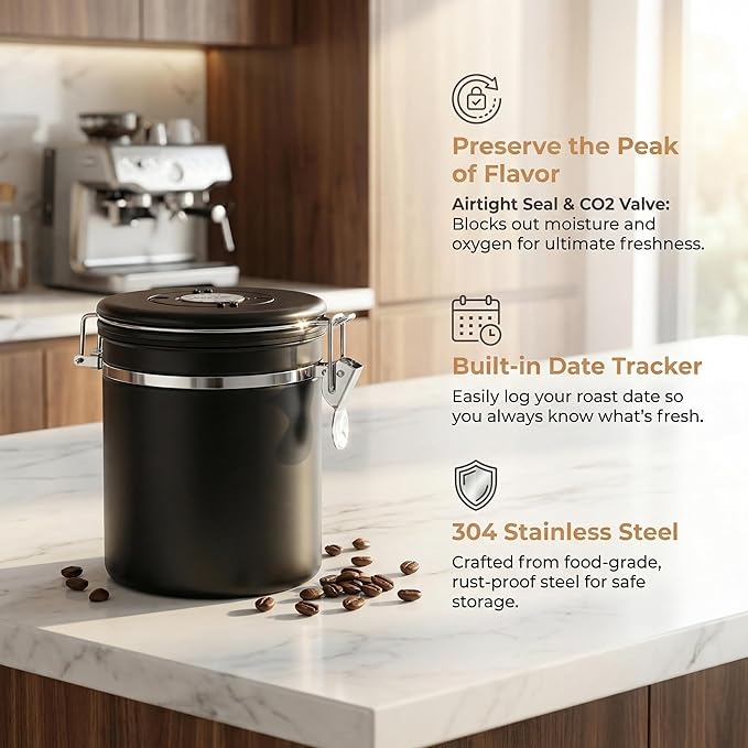 Dispensador de Café Acero Inoxidable 304 1.5L Hermético con Cuchara miniatura 4