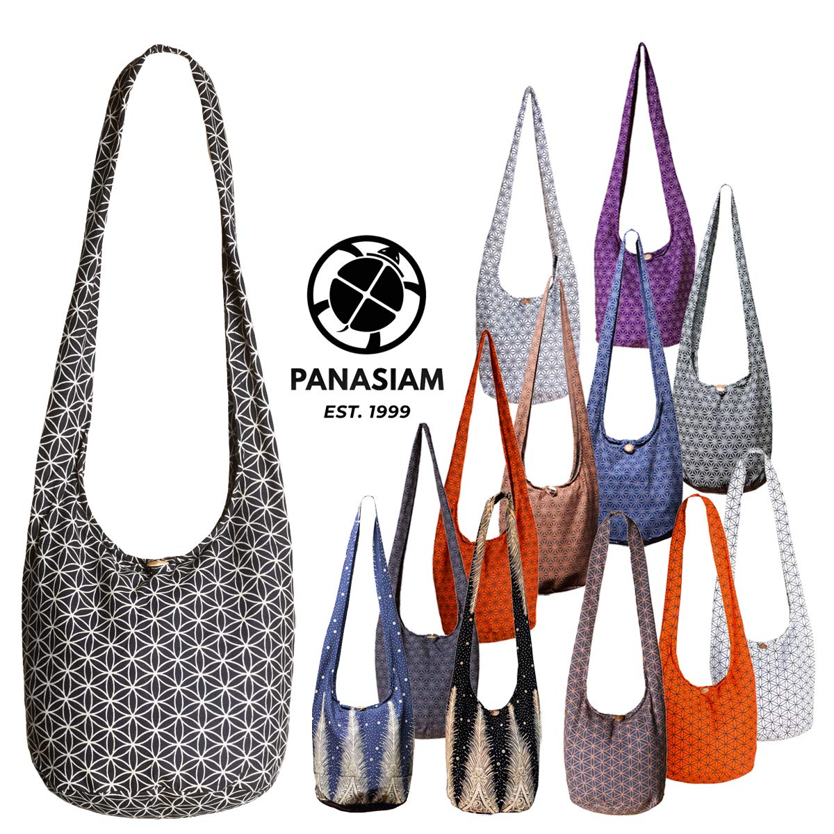PANASIAM Borsa a tracolla 'Geometrix', qui in 2 misure, con tessuto interno extra e taschino interno per cellulare