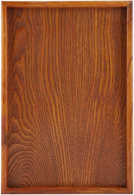 Wooden Tray, Solid Wood Rectangular Tableware Serving Tray Food Fruit Plate Tea Serving Plate Snacks Food Storage Dish Serving Table Plate for Restaurant Home (35 * 24cm)