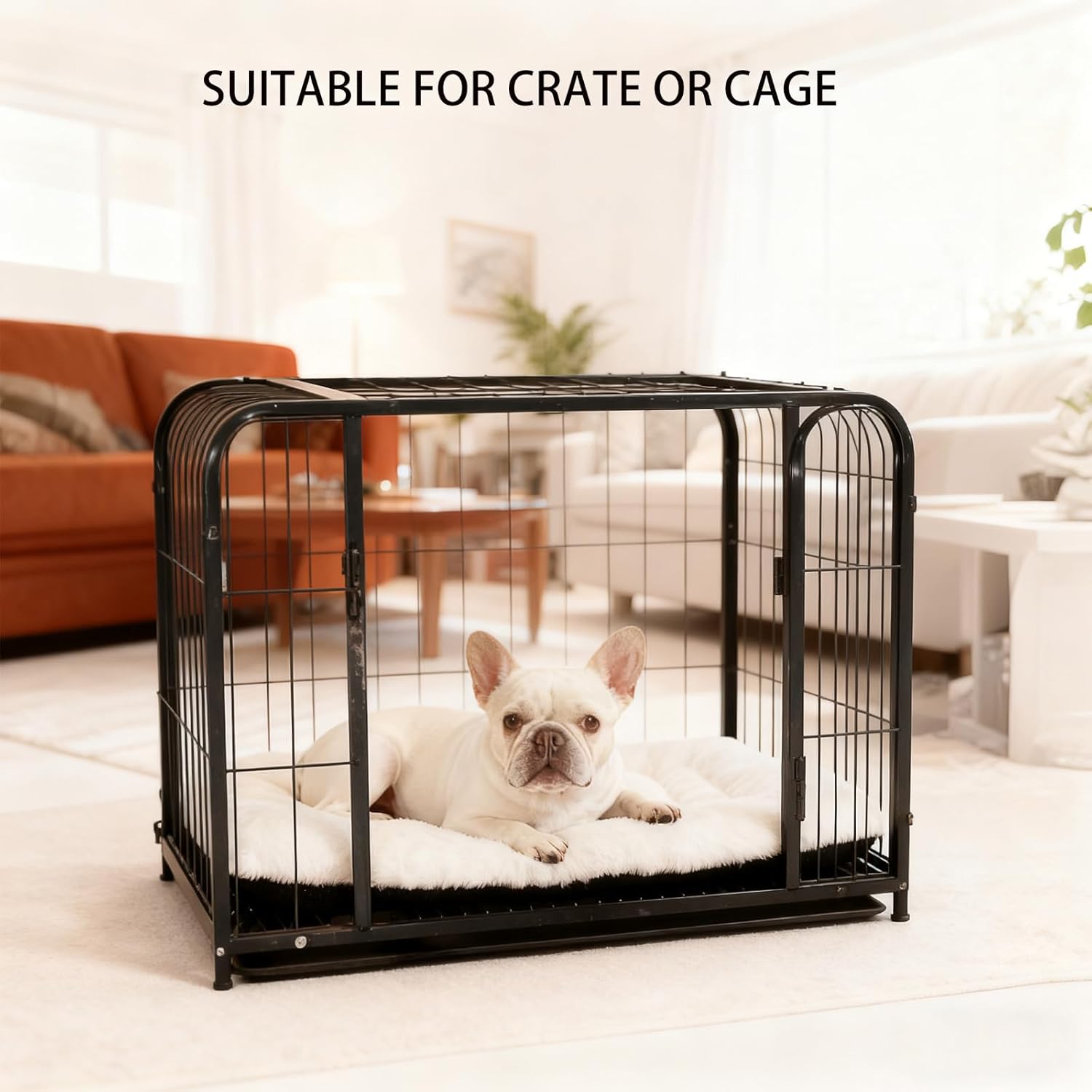Dog Bed 30x19 for Medium Size Crate Very Soft and Comfy Washable, Fluffy Plushy Plush Pillow Bed Kennel Pad, Non-Slip and Machine Washable Pet Sleeping Mattress Mat for Medium Dogs, 30 Inch, Beige