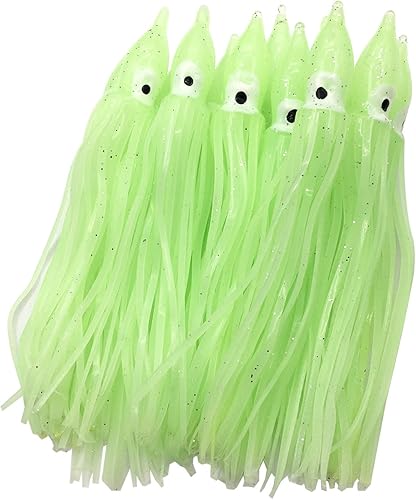 Miniatura 1 de Hoochie - Faldas de pulpo, señuelos de pesca con aparejos de pesca de plástico suave, faldas de calamar luminosas, señuelos de agua saladacebo, 1.9