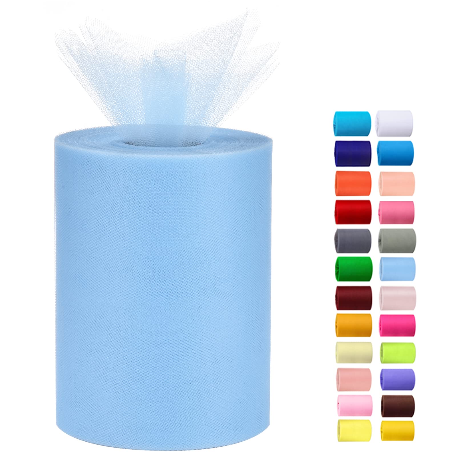 Tulle Rolls 6” by 100 Yards (300 feet) Tulle Roll Spool Fabric for DIY Tutu Skirts Wedding Baby Shower Crafts Decorations Party Supplies (White) — view 12