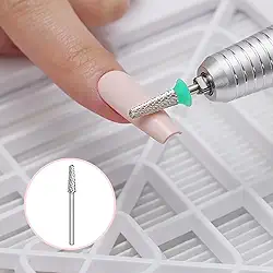 Brocas de unhas em forma de cone, tungstênio de carboneto de 3/81 cm, ideal para polimento de gel de cutículas de manicure e pedicure, perfeito para iniciantes, prata, série S, grosso
