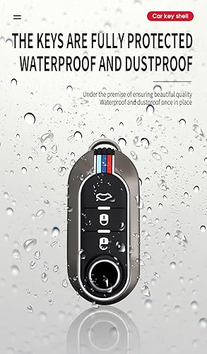 Miniatura 8 de SANRILY Funda luminosa de 3 botones para llavero Fiat 500 500C 500L 500X Abarth sin llave con llavero plateado