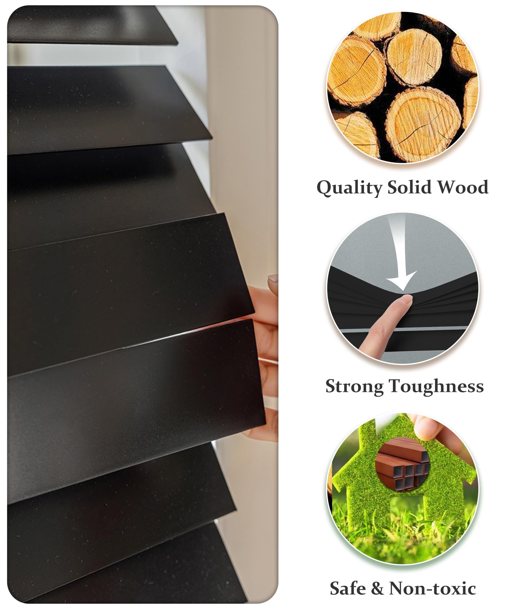 Light Filtering Wooden Window Blinds for Interior Windows, Plantation Wood Blinds, Privacy Blackout Shutter Curtains, Black, 46.5'' W x 60'' H