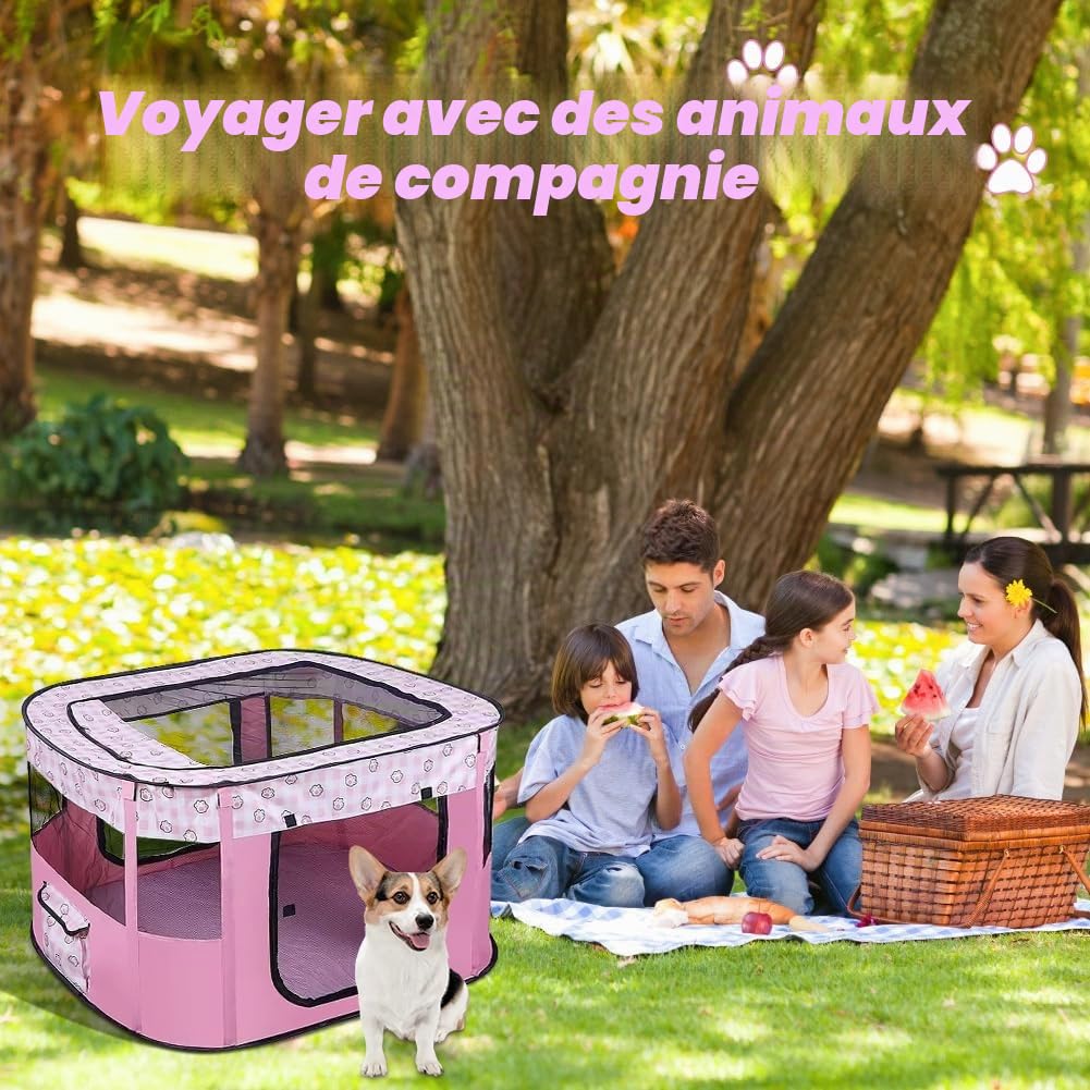 Pour chiots, pliable, en tissu Oxford, pour chiens, lapins, cochons d'Inde, chats, 70 x 55 x 40 cm, rose