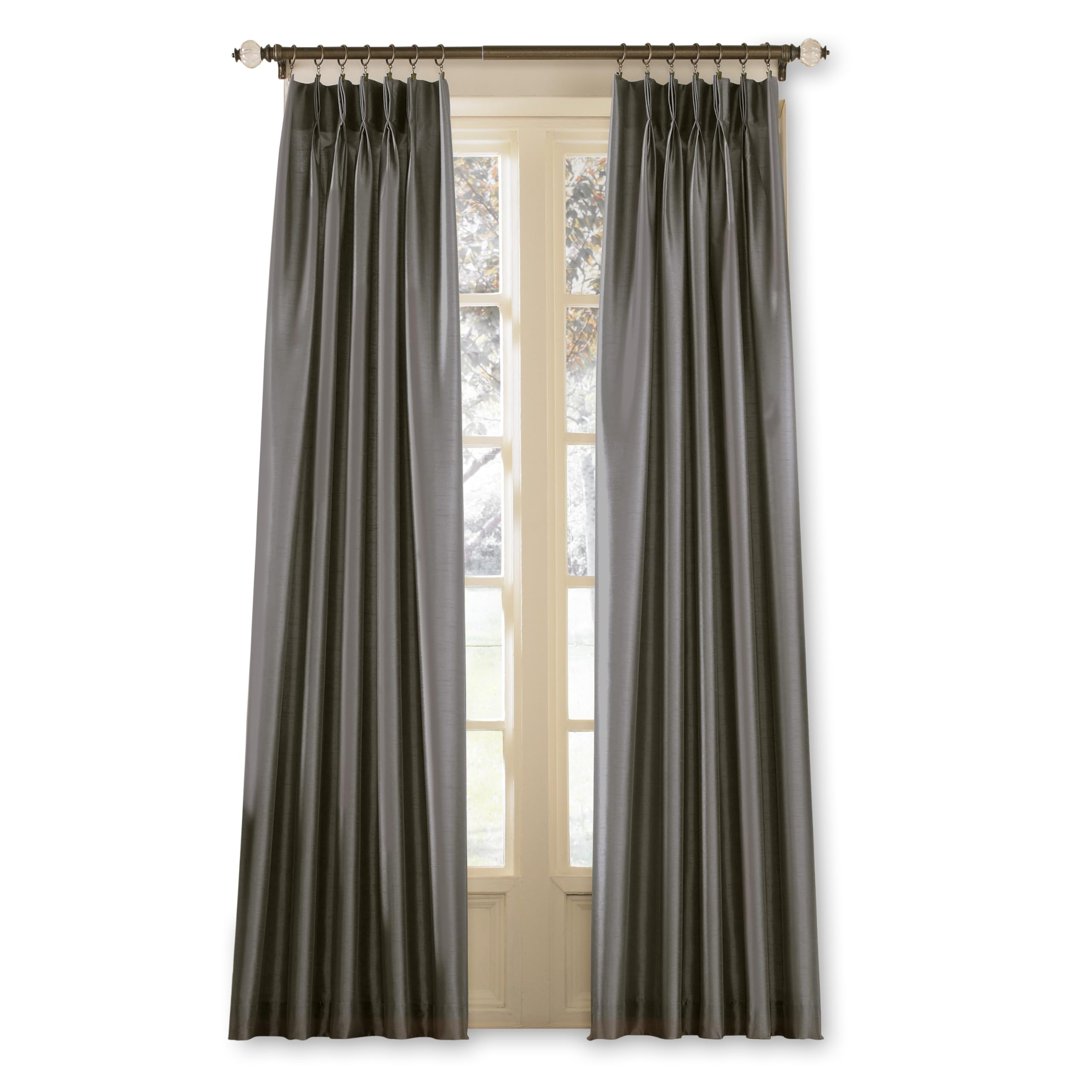 Curtainworks Marquee Imitation Soie Panneau de Rideau flamande, étain, 30 by 132"