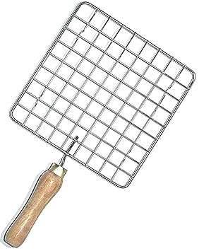 Stainless Steel Square Papad Jali/Roti Roast Grill/Papad Roast Grill with Handle, Silver