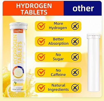 Hydrogen Water Tablets with Magnesium: 12.4PPM Molecular Hydrogen Supplement for Adult High Concentration H2 Tablets - Supports Energy, Hydration & Antioxidant Defense