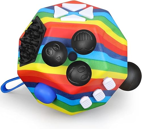 QOOLBUY Cubo antiestrés de 12 caras, juguetes para adultos y niños, alivia el estrés y la ansiedad, juguete antidepresión con autismo, TDAH, TDA,