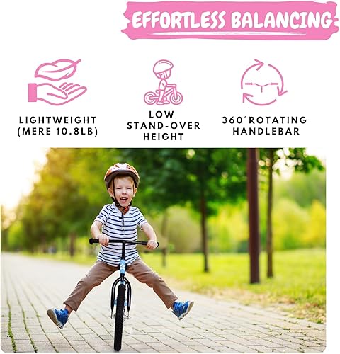 Miniatura 3 de bicystar Bicicleta de equilibrio de 16 pulgadas, bicicleta para niños pequeños de 5 a 8 años, neumáticos de aire, reposapiés, bicicleta de empuje