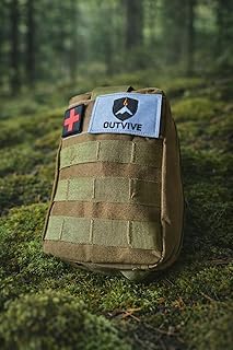 Survival Pro Outdoor Notfallausrüstung Set, Taktischer Rucksack mit Erste-Hilfe-Kit, Paracord, Angelset, Multitool-Karte, Faltbare Schaufel, Khaki, 262-teilig