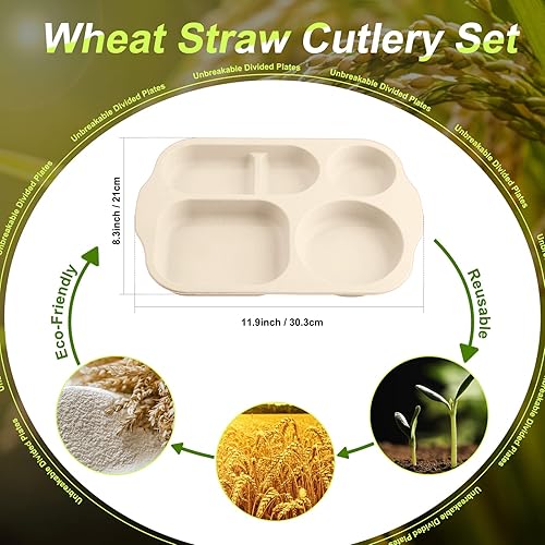 Miniatura 2 de Vesici Juego de vajilla de 8 piezas grandes de 12 pulgadas irrompibles divididos para microondas lavavajillas platos ligeros vajilla irrompible para