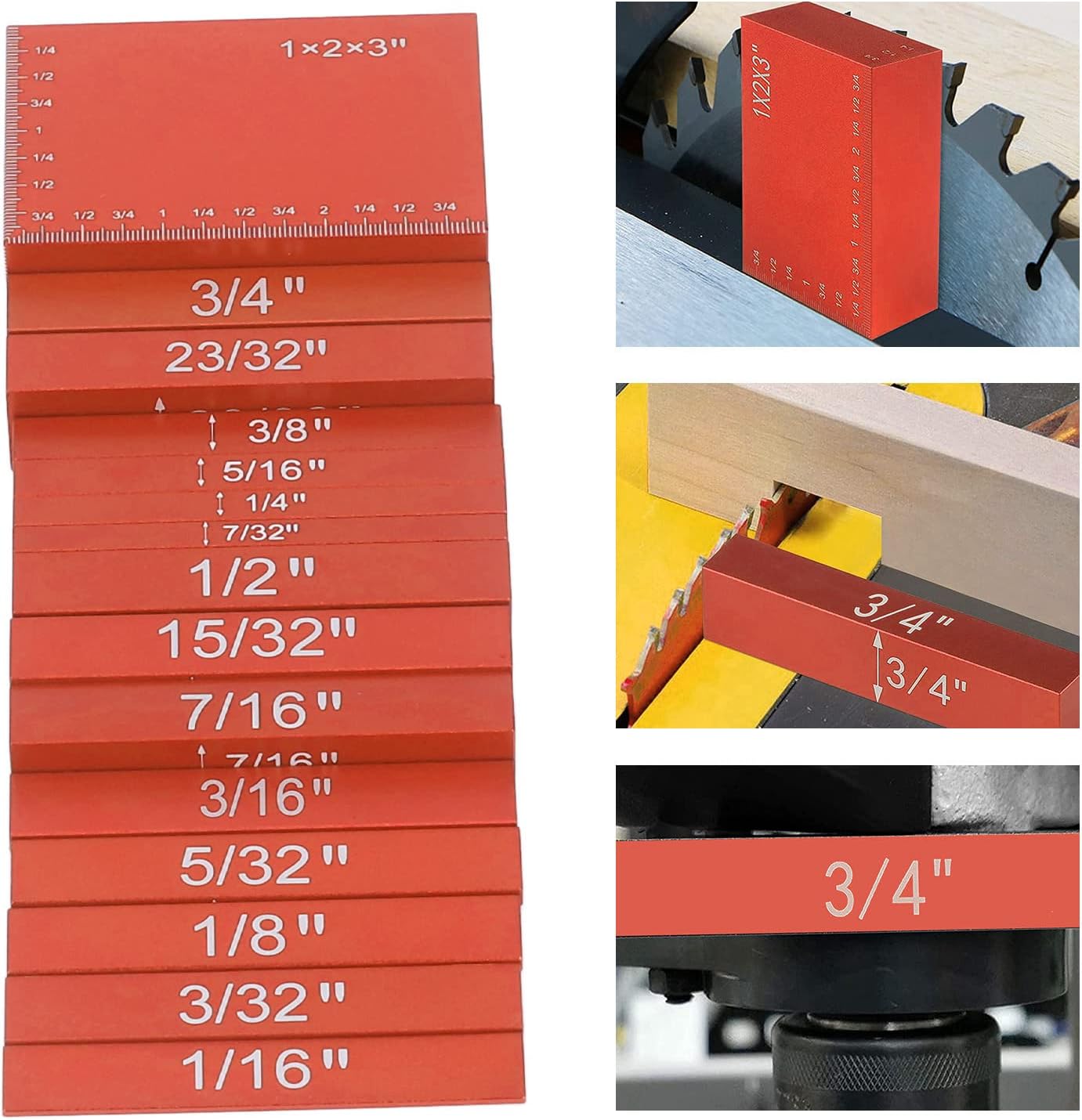 15Pcs Height for Precision Bars Bright Color Alloy Vivid Color Bright Colour Carpentry Blocks for Woodworker Kit Intense Color for Altimeter Height (Orange)