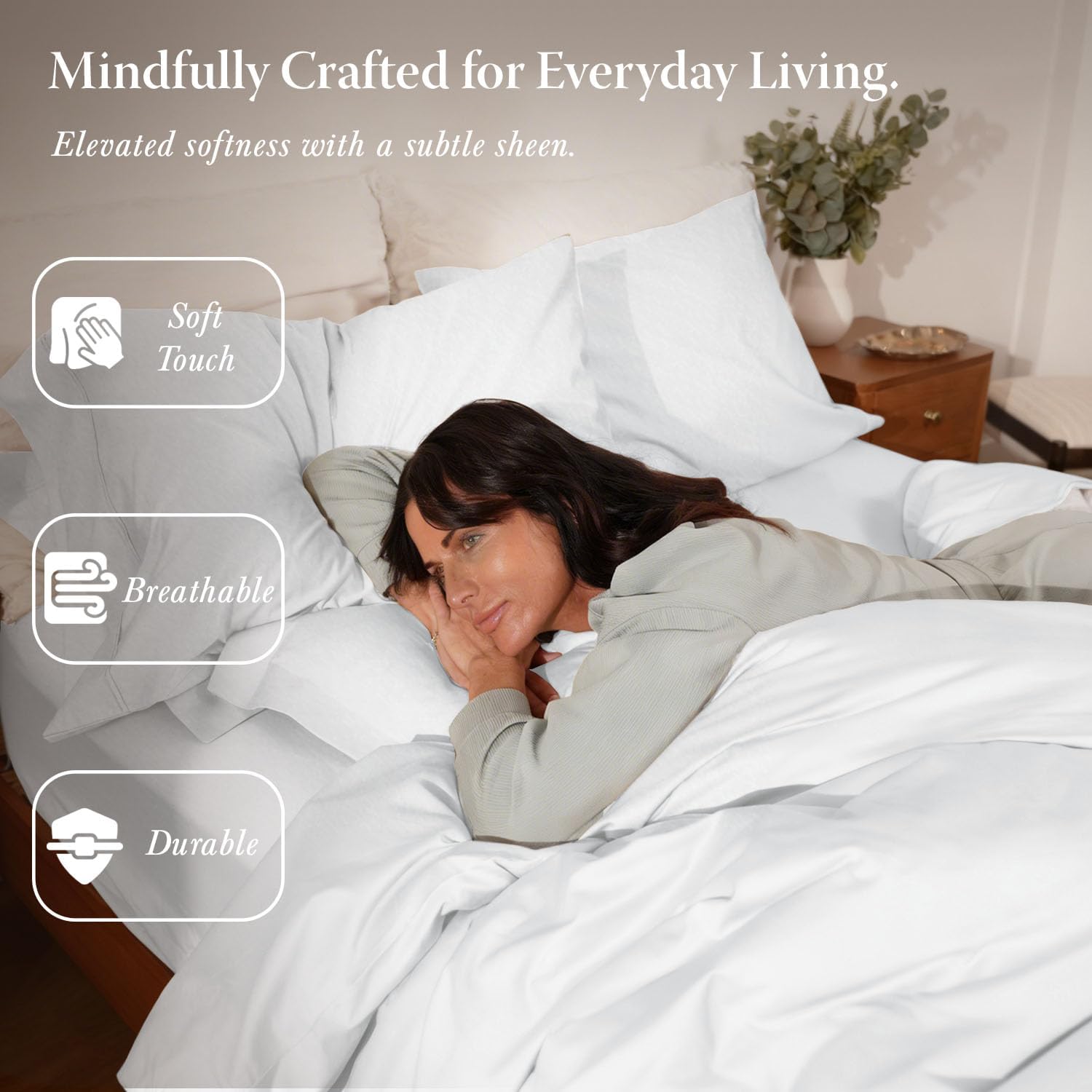 Threadmill White Cotton Duvet Cover King Size, Breathable Comforter Cover, Soft 1-Piece Cotton King Duvet Cover Hotel Style Light Weight with Strong Button Closure & Corner Ties, Fits Cal King Duvet