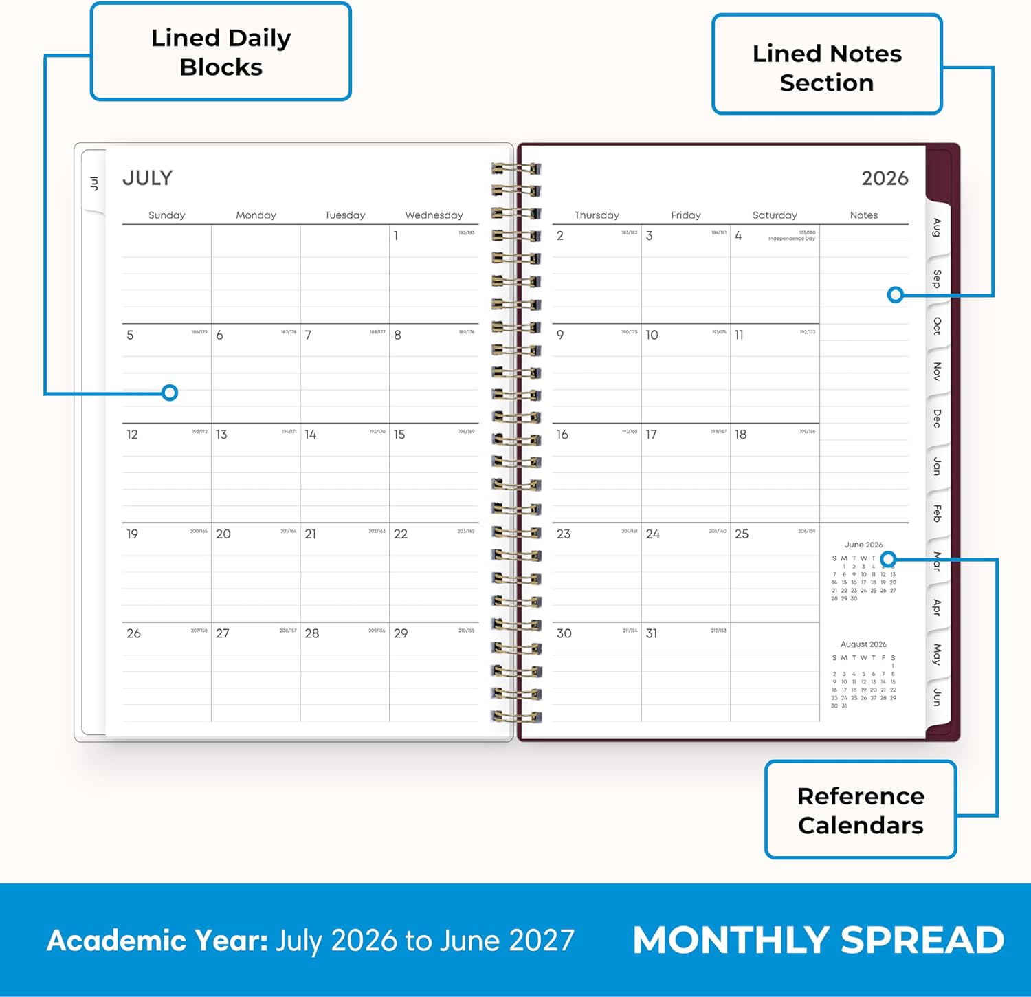 Blue Sky 2026-2027 Weekly & Monthly Academic Planner, 5.875"x8.625", Mayla image 4