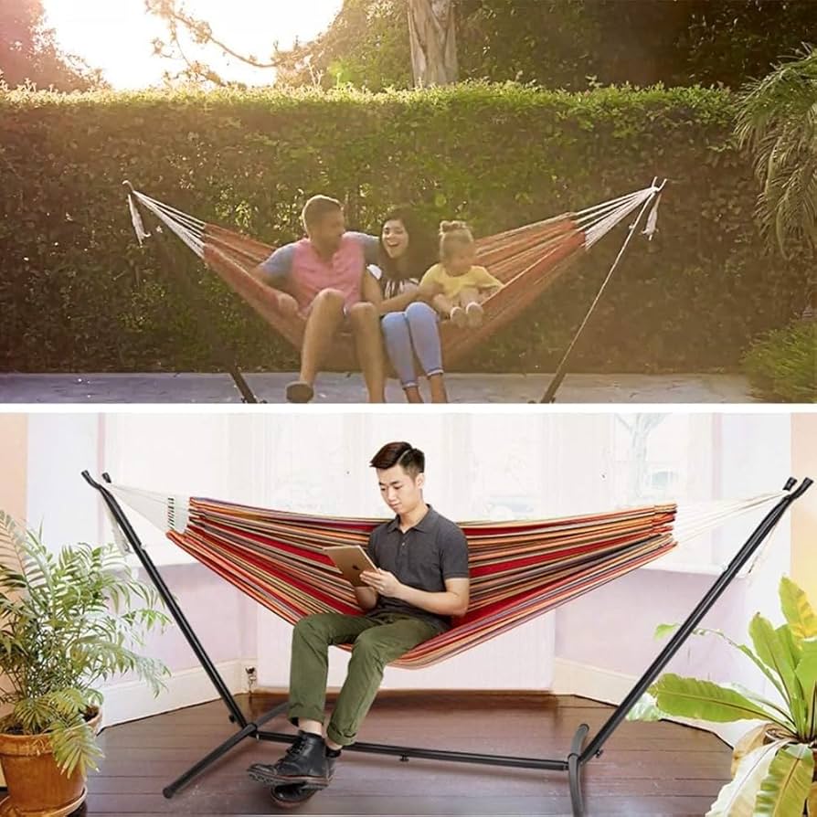 Amazon.co.jp: Ladfrol ハンモック 自立式スタンドセット ダブル