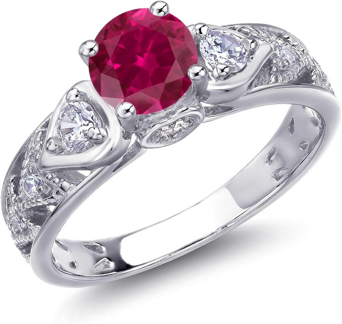 Gem Stone King 925 Sterling Silver Round 6MM Gemstone Birthstone Engagement Ring | Wedding Anniversary Promise Ring For Women | Available In Size 5, 6, 7, 8, 9