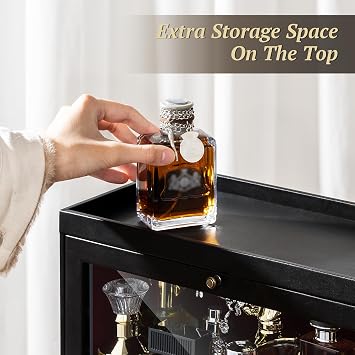 Emfogo Cologne Organizer, Leather Perfumes Organizer for Dresser, Large Capacity Dustproof Cologne Holder with Drawer Storage Perfume Stand Organizer, Ideal Gift for Loved ones